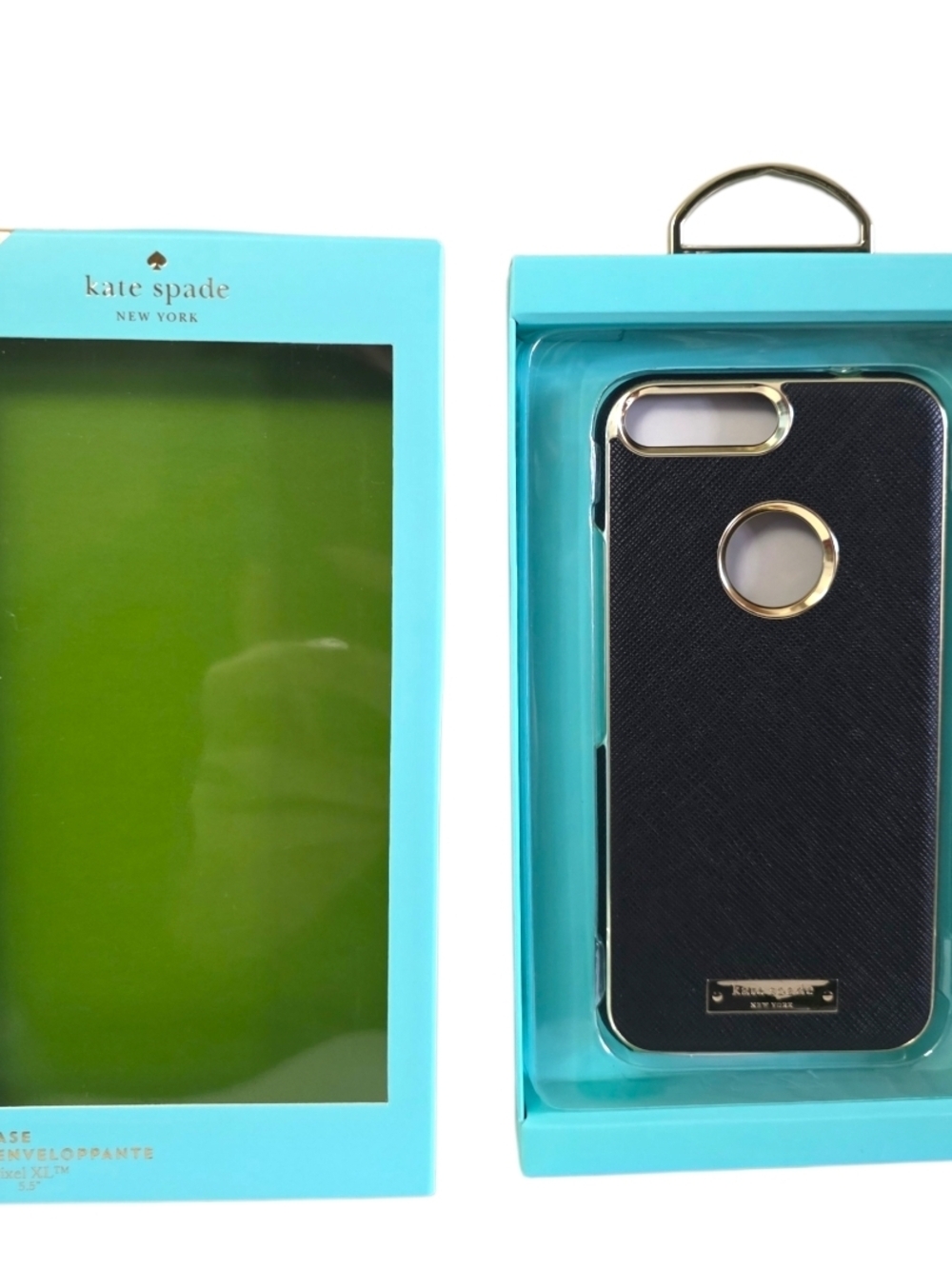 Kate Spade NWT Phone Case Black Saffiano Gold Phone Case in Box- 5.5" Pixel XL